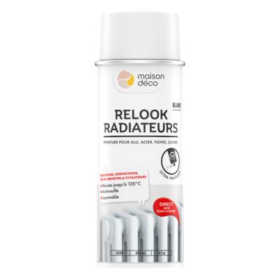 Peinture aérosol Relook tout radiateur blanc satin 400ml Maison déco