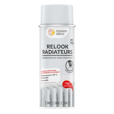 Peinture aérosol Relook tout radiateur gris perle satin 400ml Maison déco