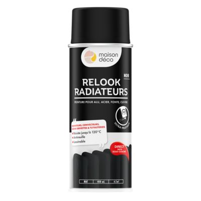 Peinture aérosol Relook tout radiateur noir mat 400ml Maison déco