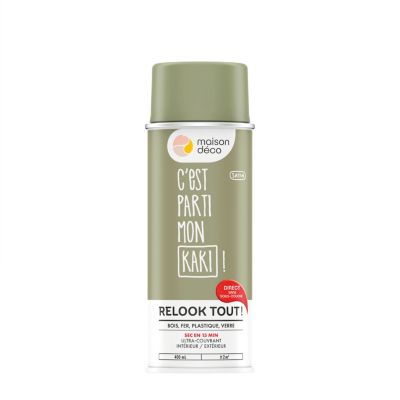Peinture aérosol Relook tout vert kaki satin 400ml Maison déco