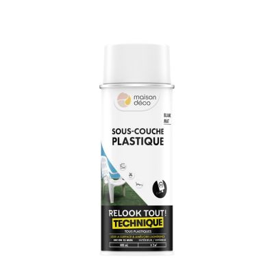 Peinture aérosol sous-couche plastique Relook tout technique Maison Déco blanc mat 400ml