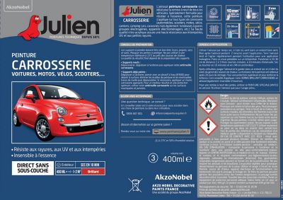 Peinture aérosol spécial carrosserie Julien brillant blanc banquise RAL 37127 400ml