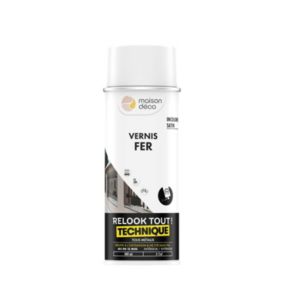 Peinture aérosol vernis fer Relook tout technique Maison Déco incolore transparent satin 400ml