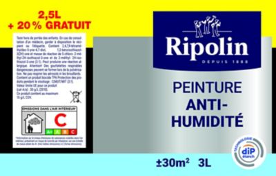 Peinture anti-humidité blanc satin Ripolin 2,5L + 20% gratuit