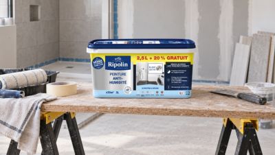 Peinture anti-humidité blanc satin Ripolin 2,5L + 20% gratuit