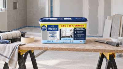 Peinture anti-humidité blanc satin Ripolin 2,5L + 20% gratuit