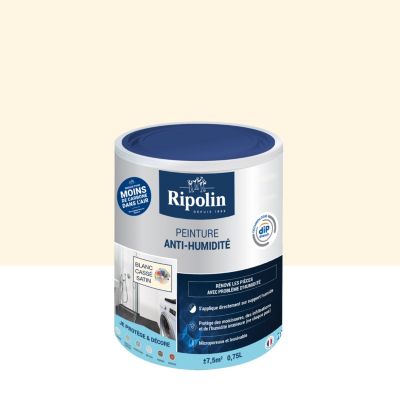 Peinture anti-humidité intérieur satin blanc cassé Ripolin 0,75L