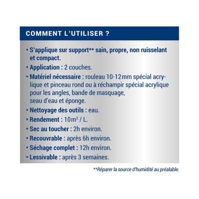 Peinture anti-humidité intérieur satin blanc Ripolin 2,5L
