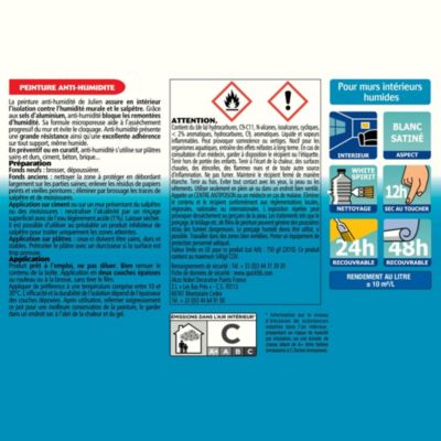 Julien Durcisseur Plâtre Anti-Humidité Et Étanchéité Satin Noir 0,75 L