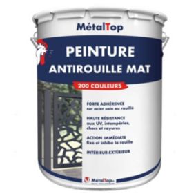 Peinture Antirouille Mat - Metaltop -  Rouge feu - Pot 15L
