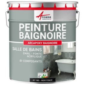 PEINTURE BAIGNOIRE LAVABO - Résine Époxy Noir foncé  RAL 9005 - 1 kg (jusqu'à 3 m² en 2 couches) - ARCANE INDUSTRIES