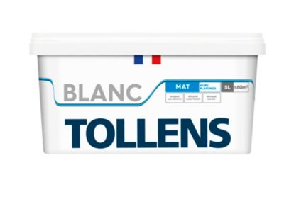 Peinture bicouche murs plafonds et boiseries Tollens blanc mat 5L
