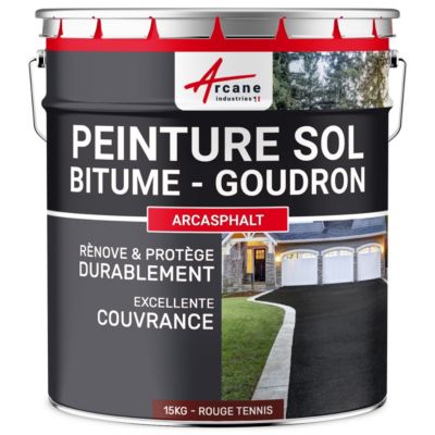Peinture Bitume /Goudron /Enrobé - ARCASPHALT Rouge Tennis - 15 kg (jusqu'à 30 m² en 2 couches) - ARCANE INDUSTRIES