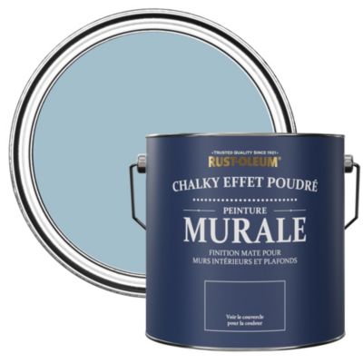 Peinture Bleue pour Murs et Plafonds mat profond Chalky - RUST-OLEUM - Après l'orage 2,5L