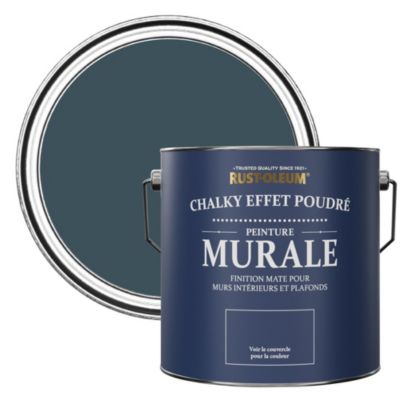 Peinture Bleue pour Murs et Plafonds mat profond Chalky - RUST-OLEUM - Bleu du Soir 2,5 L