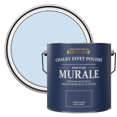 Peinture Bleue pour Murs et Plafonds mat profond Chalky - RUST-OLEUM - Bleu poudré 2,5 L