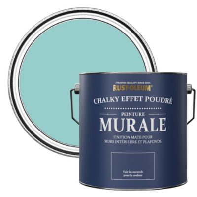 Peinture Bleue pour Murs et Plafonds mat profond Chalky - RUST-OLEUM - Bleu vert 2,5 L