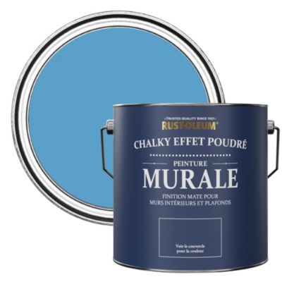 Peinture Bleue pour Murs et Plafonds mat profond Chalky - RUST-OLEUM - Céruléen 2,5 L