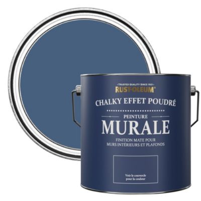 Peinture Bleue pour Murs et Plafonds mat profond Chalky - RUST-OLEUM - Encre Bleue 2,5 L