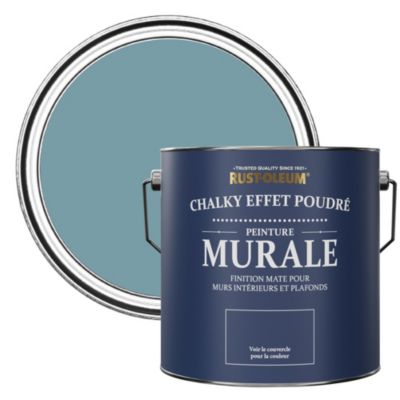 Peinture Bleue pour Murs et Plafonds mat profond Chalky - RUST-OLEUM - Océan 2,5 L