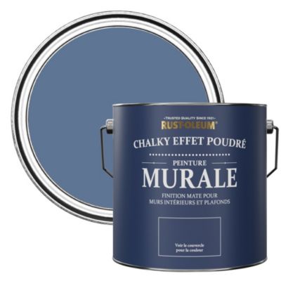 Peinture Bleue pour Murs et Plafonds mat profond Chalky - RUST-OLEUM - Rivière Bleue 2,5 L