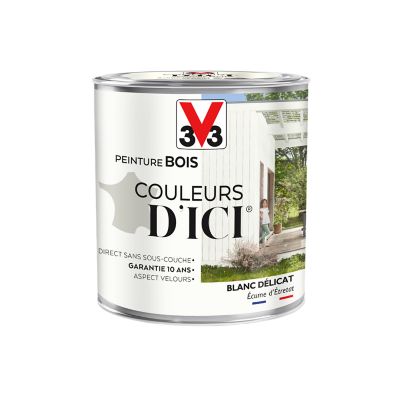 Peinture bois Couleurs d'ici blanc délicat Velours V33 0,5L