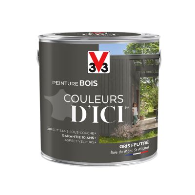 Peinture bois Couleurs d'ici gris feutré Velours V33 2L