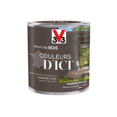 Peinture bois Couleurs d'ici marron brûlé Velours V33 0,5L