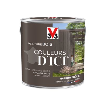 Peinture bois Couleurs d'ici marron brûlé Velours V33 2L