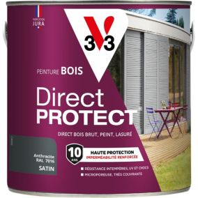 Peinture bois Direct protect V33 gris anthracite satin RAL 7016 2L