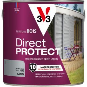 Peinture bois Direct protect V33 gris galet satin RAL 7045 2L