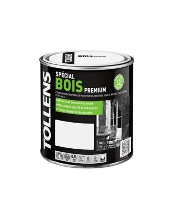 Peinture bois extérieur Tollens blanc 0,5L  Castorama