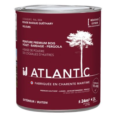 Peinture bois extérieurs - RAL 3004 Rouge basque Guéthary - 2L - ATLANTIC
