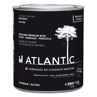 Peinture bois extérieurs - RAL 9005 Noir Brest - 2L - ATLANTIC