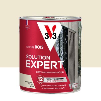 Peinture bois extérieur beige calcaire RAL 1013 satin V33 Solution Expert 2.5 L