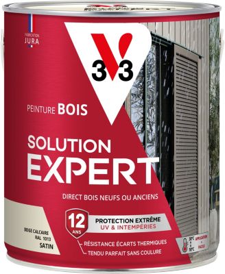 Peinture bois extérieur beige calcaire RAL 1013 satin V33 Solution Expert 2.5 L