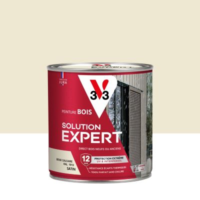 Peinture bois extérieur beige calcaire satin V33 Solution Expert 0.5 L