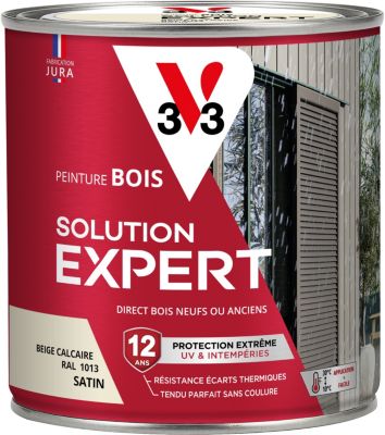 Peinture bois extérieur beige calcaire satin V33 Solution Expert 0.5 L