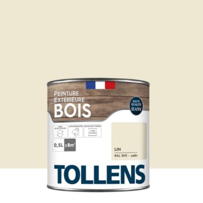 Peinture bois extérieur beige lin RAL 1013 satin Tollens 0.5 L