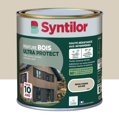 Peinture bois extérieur beige pierre satin Syntilor Ultra Protect 0.5 L