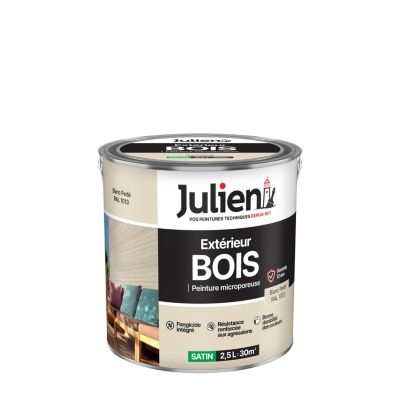 Peinture bois extérieur blanc perle satin Julien 2.5 L