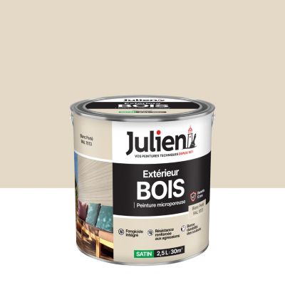 Peinture bois extérieur blanc perle satin Julien 2.5 L