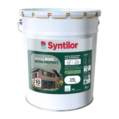 Peinture bois extérieur blanc RAL 9016 satin Syntilor Ultra Protect 10 L