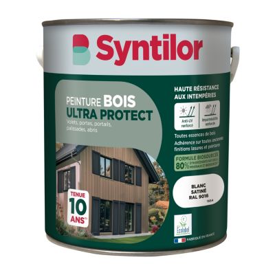 Peinture bois extérieur blanc RAL 9016 satin Syntilor Ultra Protect 5 L