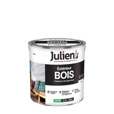 Peinture bois extérieur blanc satin Julien 2.5 L