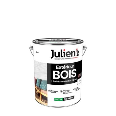Peinture bois extérieur blanc satin Julien 5 L