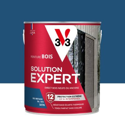 Peinture bois extérieur bleu bretagne satin V33 Solution Expert 2.5 L
