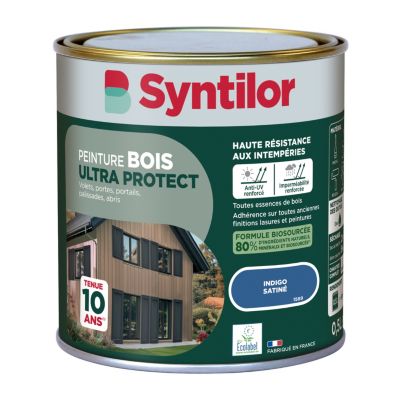Peinture bois extérieur bleu indigo satin Syntilor Ultra Protect 0.5 L