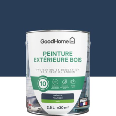 Peinture bois extérieur bleu narbonne RAL 5003 satin GoodHome 2.5 L