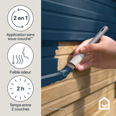 Peinture bois extérieur bleu narbonne RAL 5003 satin GoodHome 2.5 L